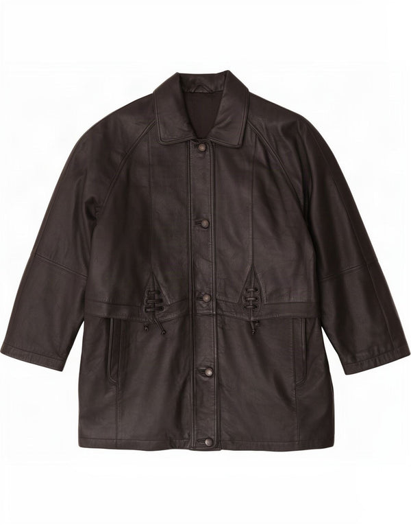 C&A Manteau en cuir pour femme UK 16 Large Noir