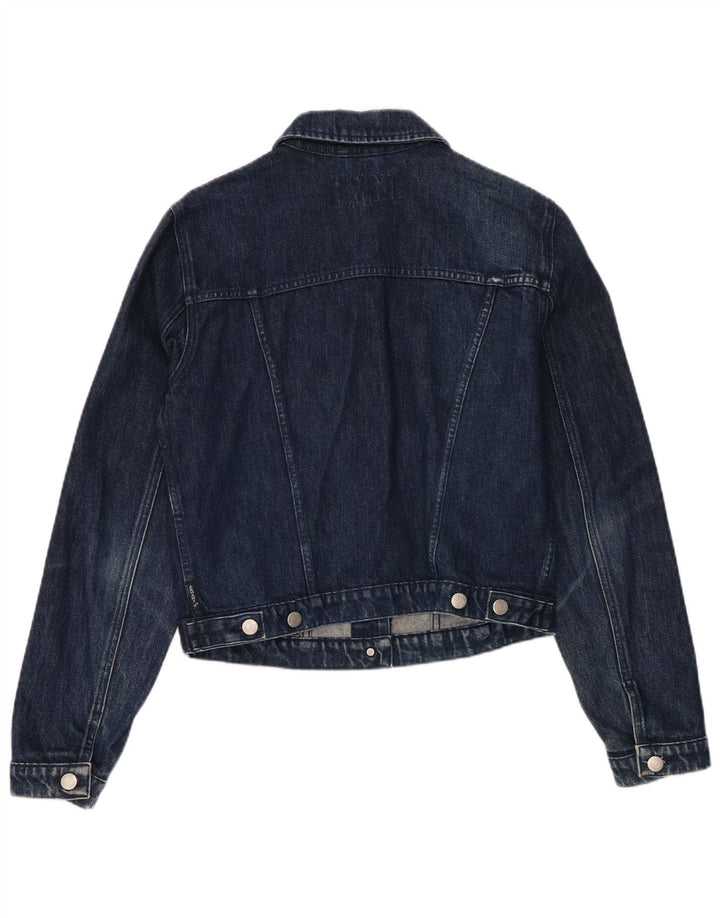 ARMANI JEANS Veste en jean crop pour femme UK 14 Bleu marine moyen Coton