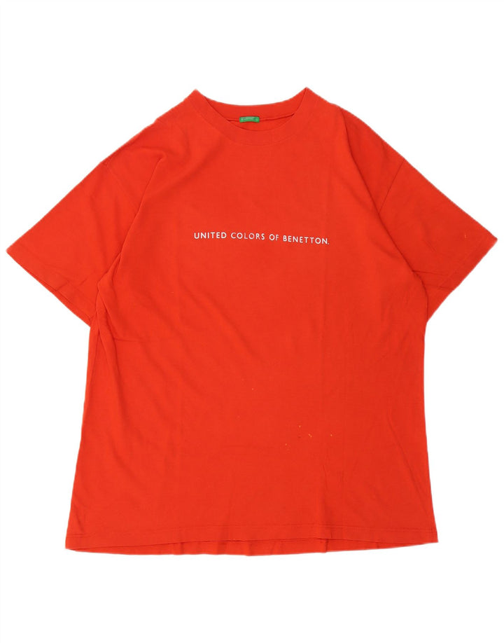Benetton T-Shirt Graphique Homme Large Orange