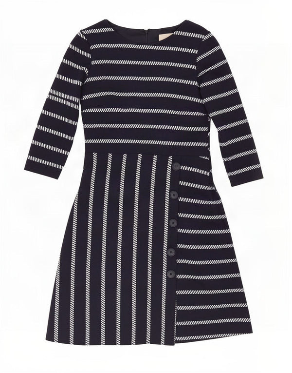 Phase Eight Robe trapèze à manches 3/4 pour femme UK 10 Petit bleu marine rayé