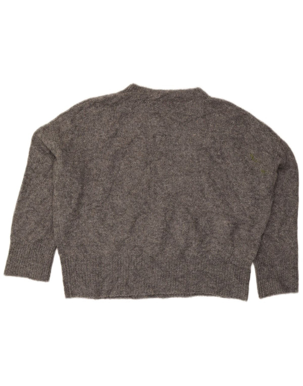 Zara Pull surdimensionné à col bateau pour femme UK 10 Petit gris moucheté