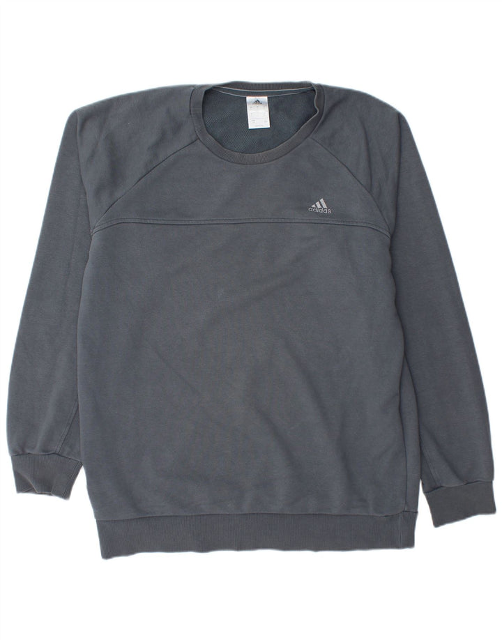 ADIDAS Hommes Climalite Sweatshirt Jumper Grand Bleu Marine Coton