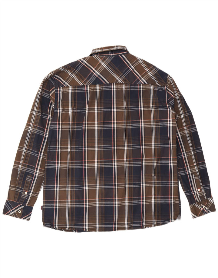 Mustang Chemise cintrée pour homme 2XL en coton à carreaux marron