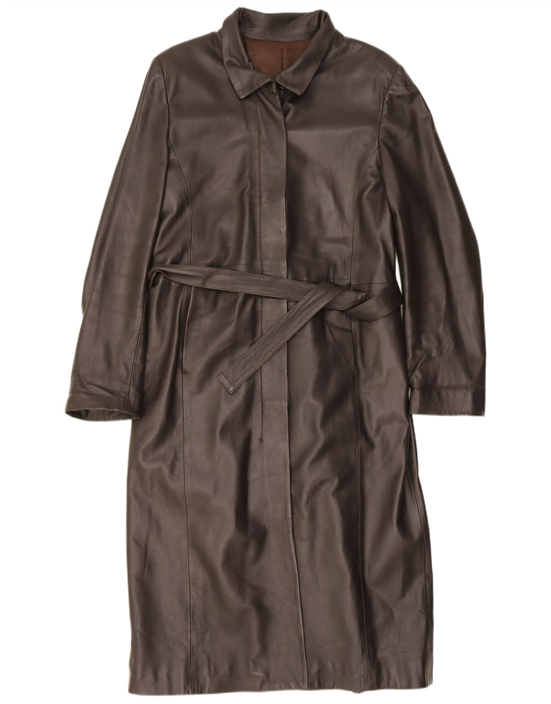 manteau en cuir femme vintage IT 46 Grand Marron
