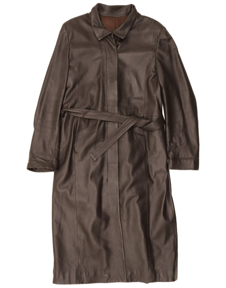 manteau en cuir femme vintage IT 46 Grand Marron