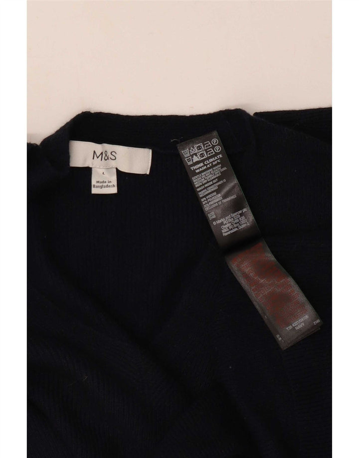 Marks & Spencer Pull col en V pour femme UK 16 Large Noir Viscose