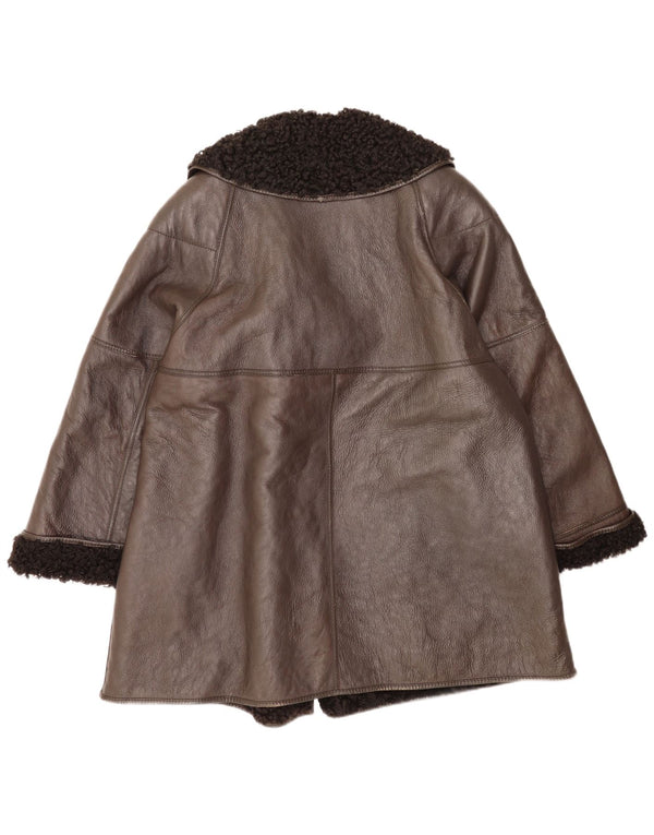 Pellicceria Womens Shearling Coat IT 42 Medium Brown