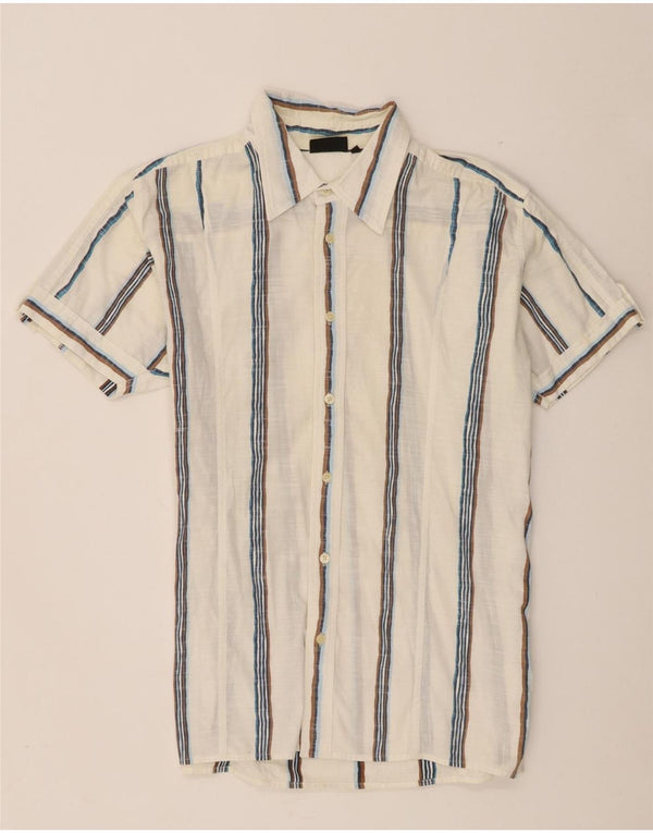 Lee Chemise à manches courtes pour homme en coton rayé blanc