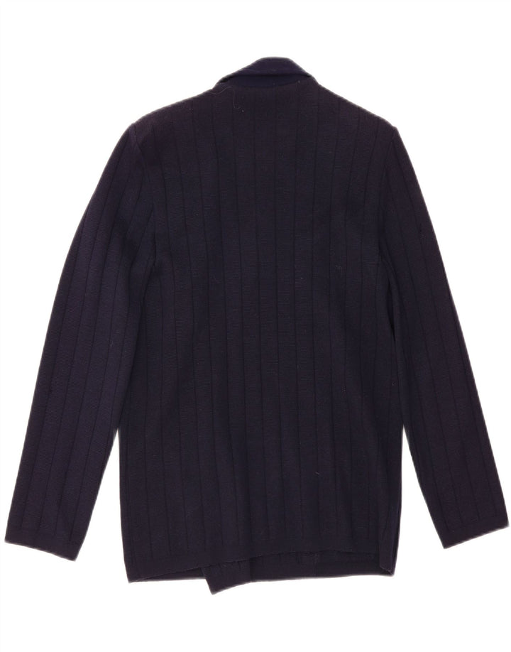 VINTAGE Womens Double Breasted Cardigan Sweater UK 14 Medium Navy Blue Vintage Vintage and Second-Hand Vintage from Messina Hembry 