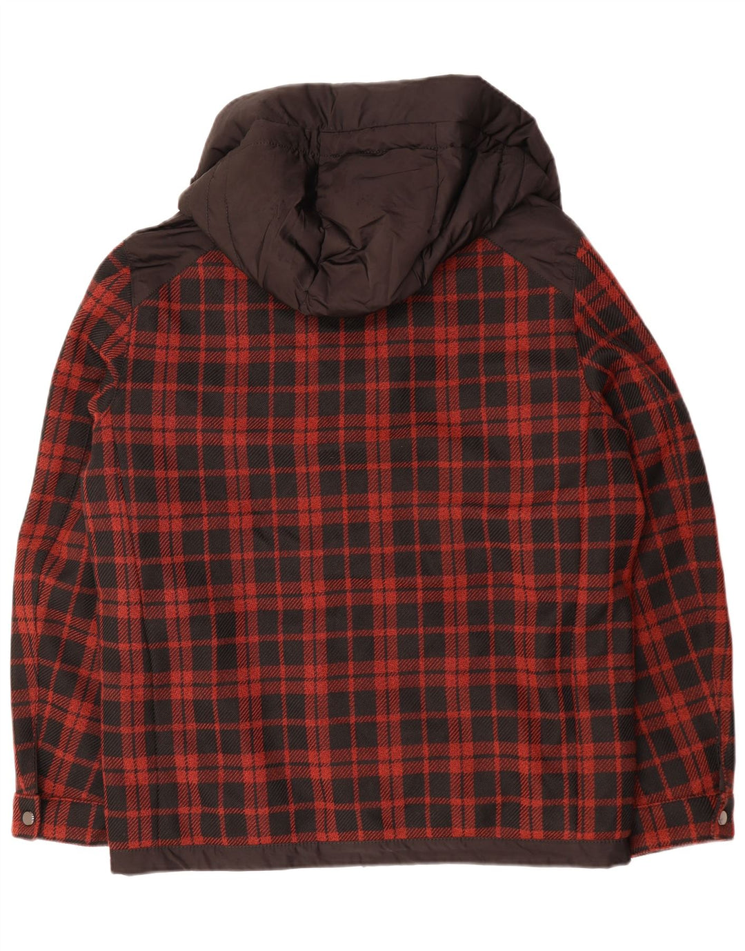 ZARA Veste bomber à capuche pour homme UK 40 Grand carreaux rouges Polyester