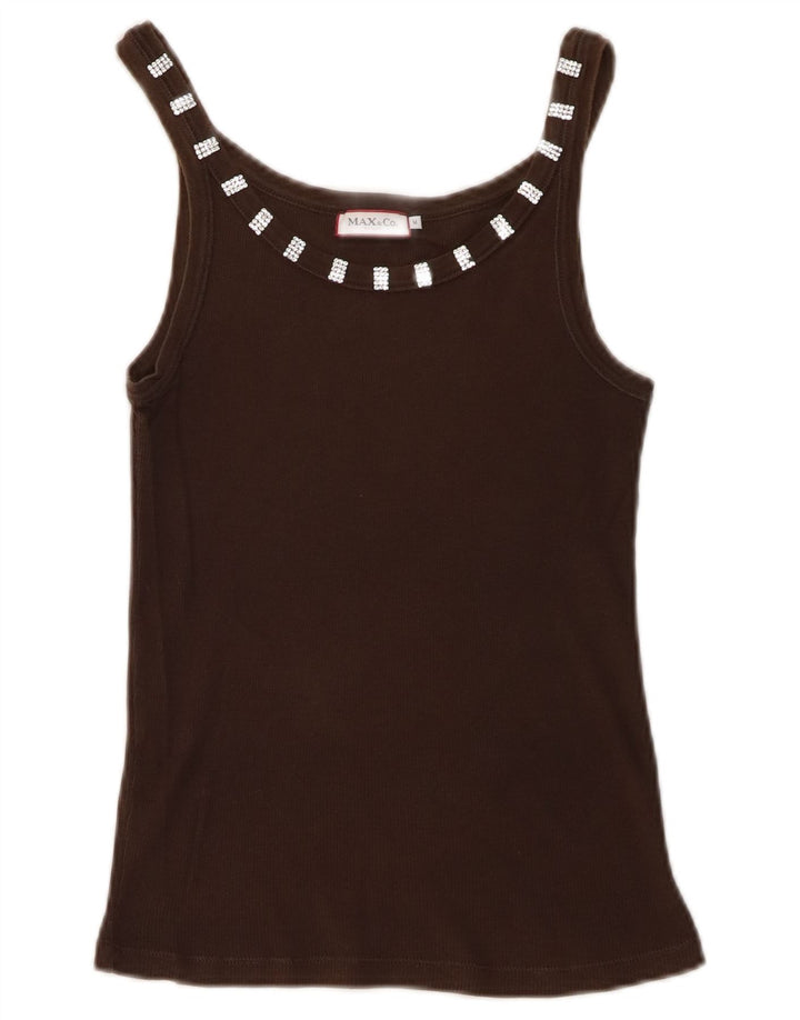 Max & Co. Débardeur court en tricot pour femme UK 12 Marron moyen