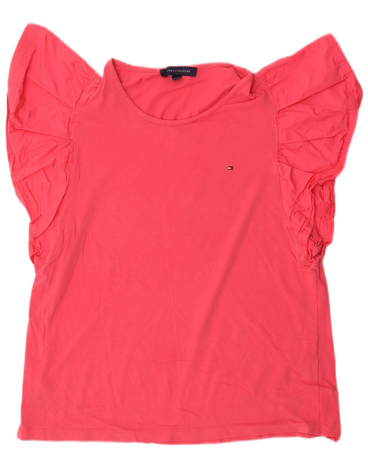 TOMMY HILFIGER Chemisier chauve-souris pour femme UK 14 Grand coton rose