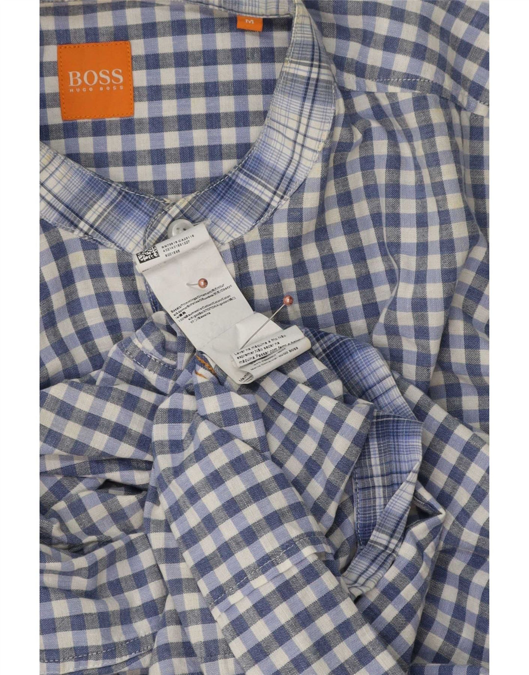 Hugo Boss Chemise en coton vichy bleu moyen