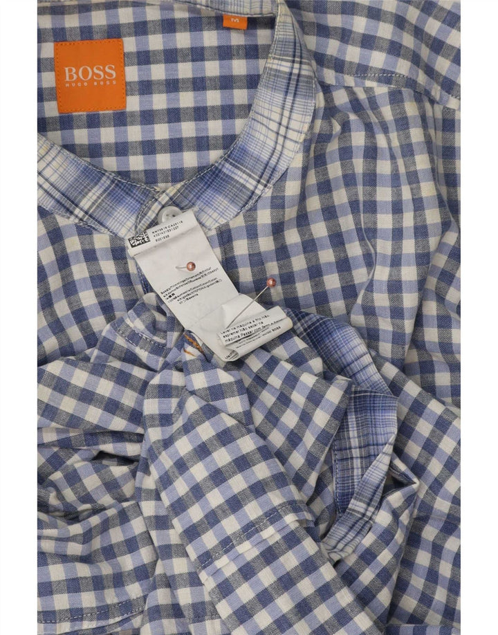 Hugo Boss Chemise en coton vichy bleu moyen