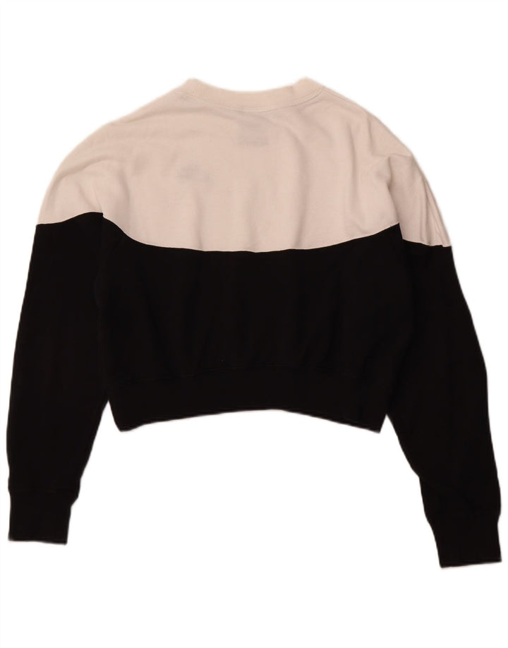 NIKE Pull court pour femme UK 14 en coton color block noir moyen