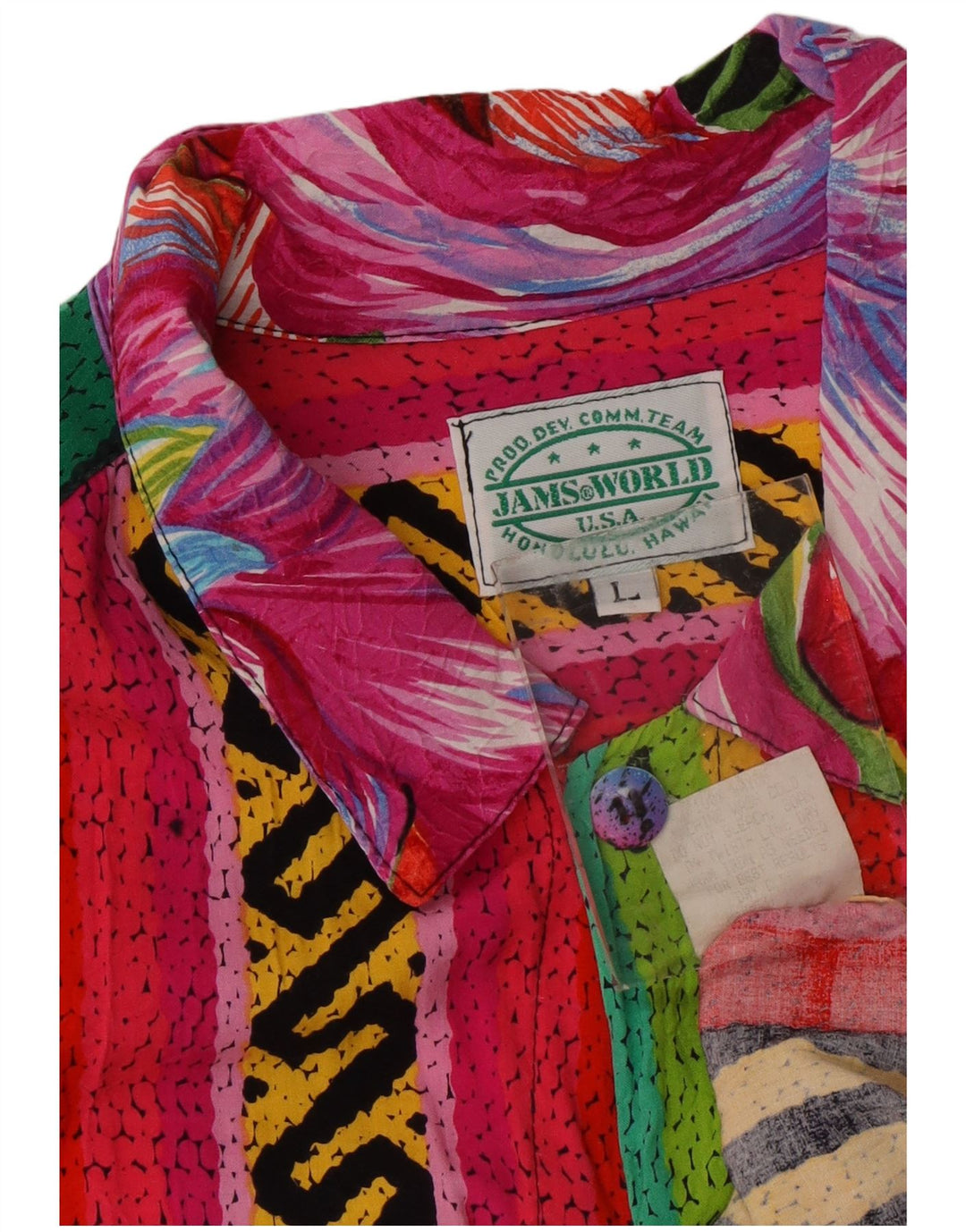 JAMS WORLD Mens Short Sleeve Shirt Large Multicoloured Striped Rayon