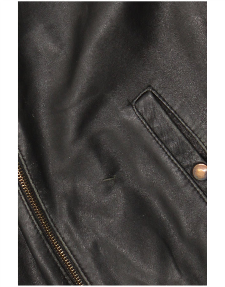 veste en cuir femme vintage UK 16 Grand cuir noir