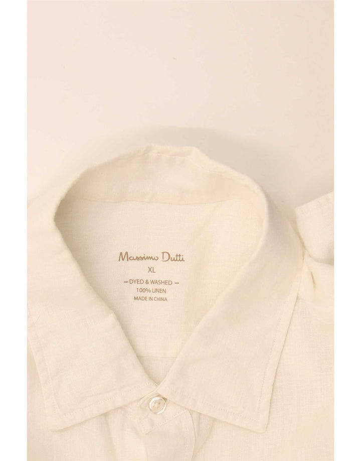 Massimo Dutti Chemise Homme XL Lin Blanc