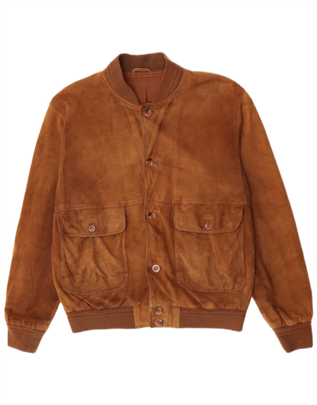 Veste Bomber En Daim Vintage Homme IT 52 XL Cuir Marron