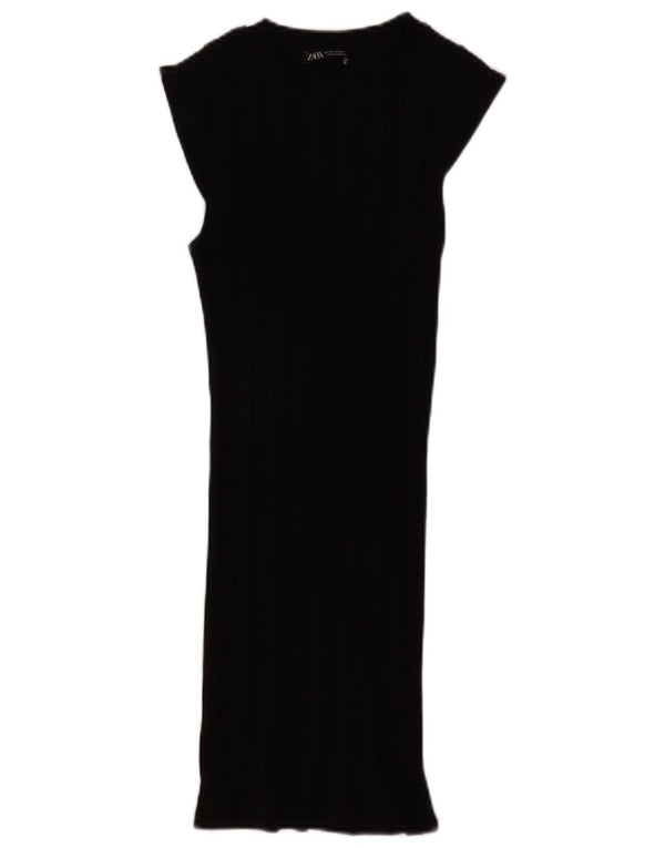Zara Robe moulante à manches courtes pour femme UK 4 XS Noir