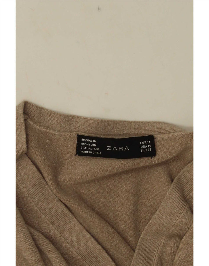 Zara Pull col V pour femme UK 12 Gris moyen