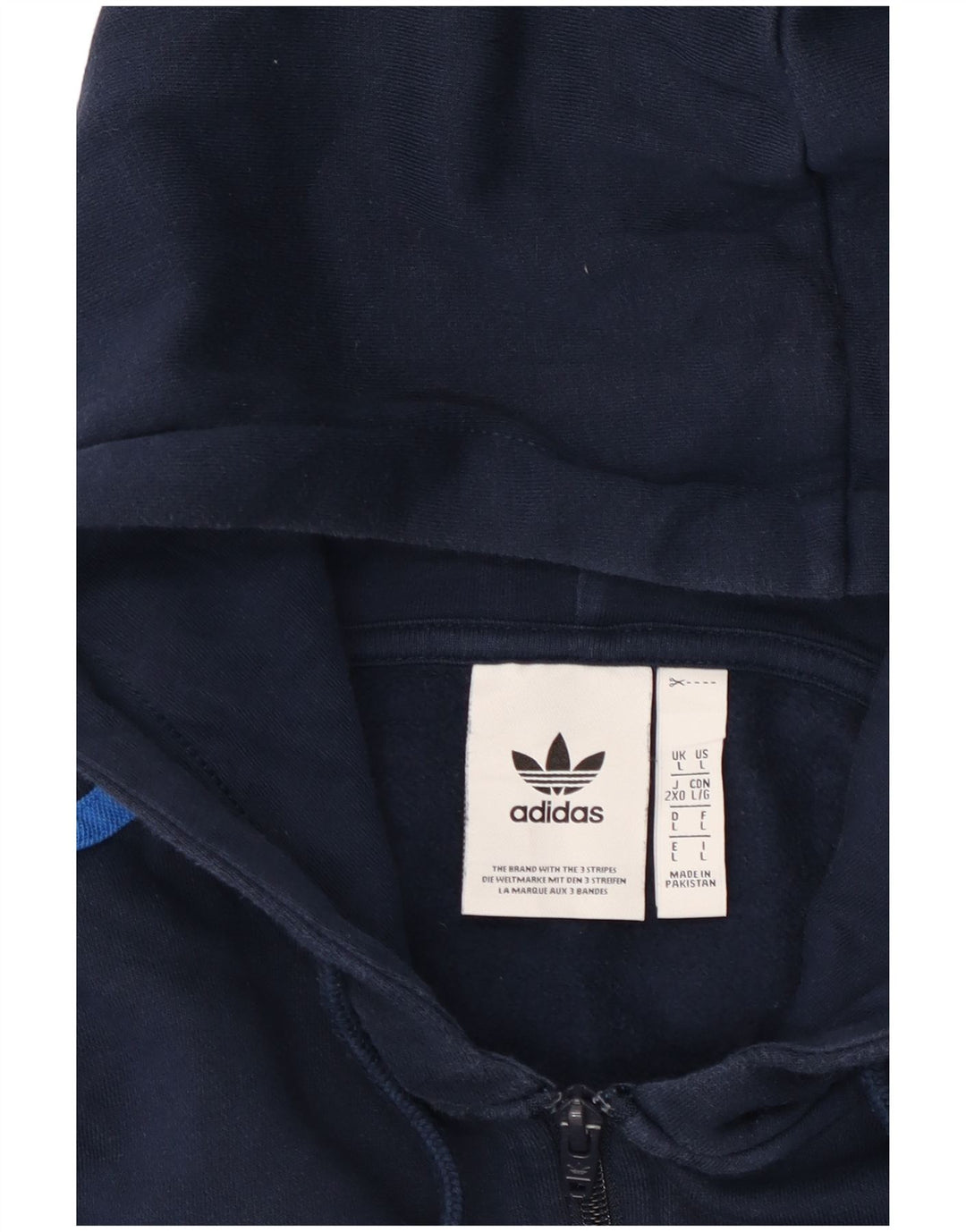 Adidas Pull à capuche zippé pour homme Grand coton bleu marine