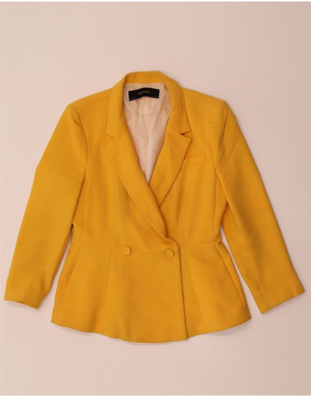 Zara Veste Blazer Double Boutonnage Femme UK 14 Large Jaune