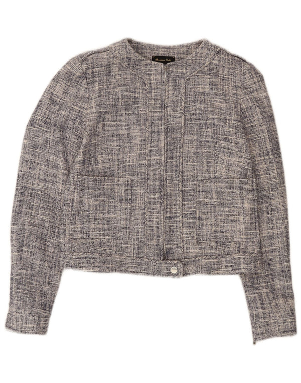 Massimo Dutti Veste blazer courte zippée pour femme EU 36 XS Bleu marine Coton