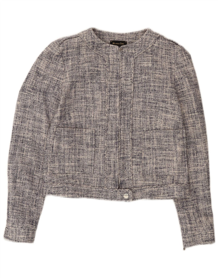 Massimo Dutti Veste blazer courte zippée pour femme EU 36 XS Bleu marine Coton