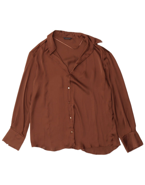ZARA Chemisier surdimensionné pour femme UK 10 Petit Marron Polyester