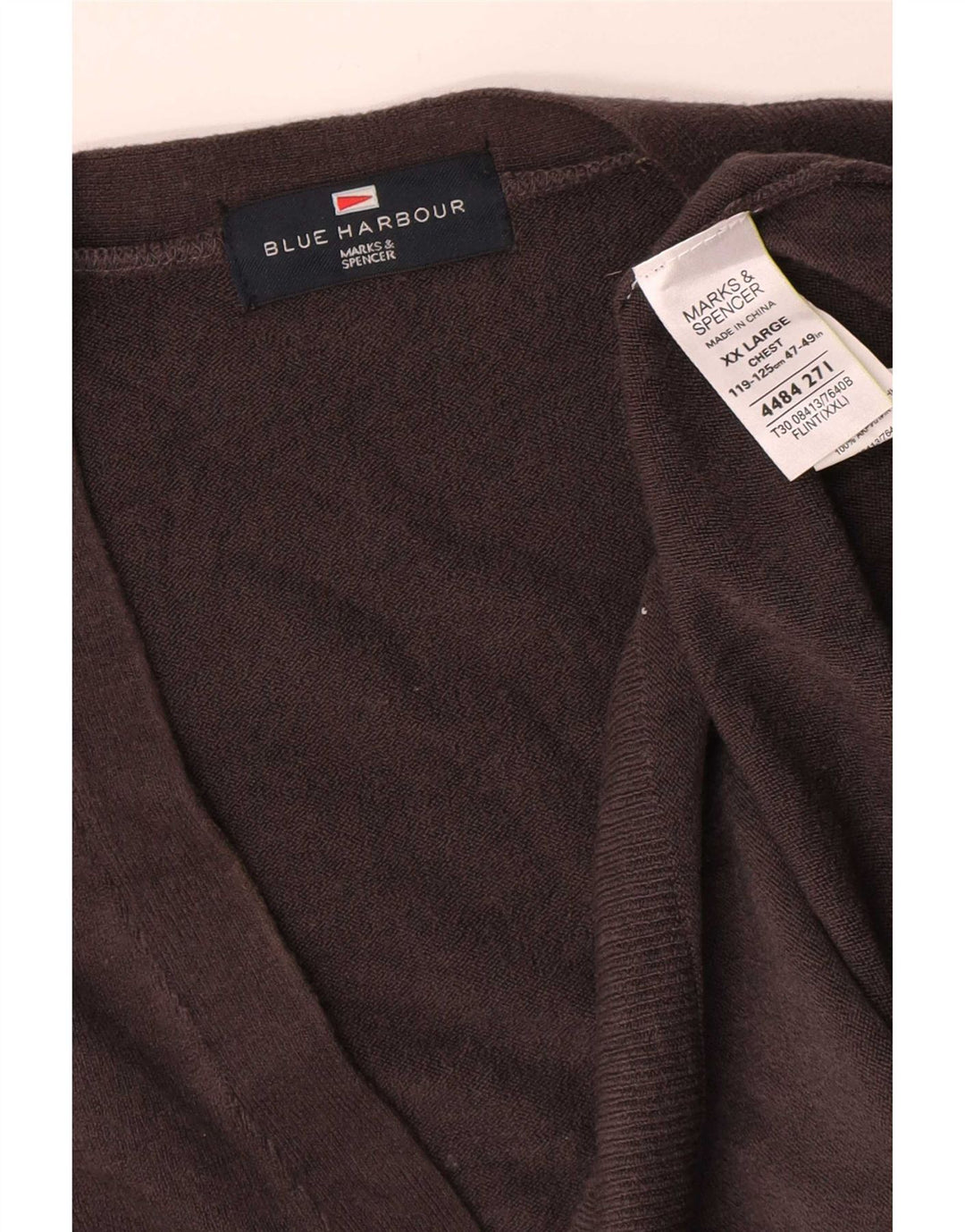Marks & Spencer Pull Cardigan Blue Harbour pour Homme 2XL Gris Acrylique