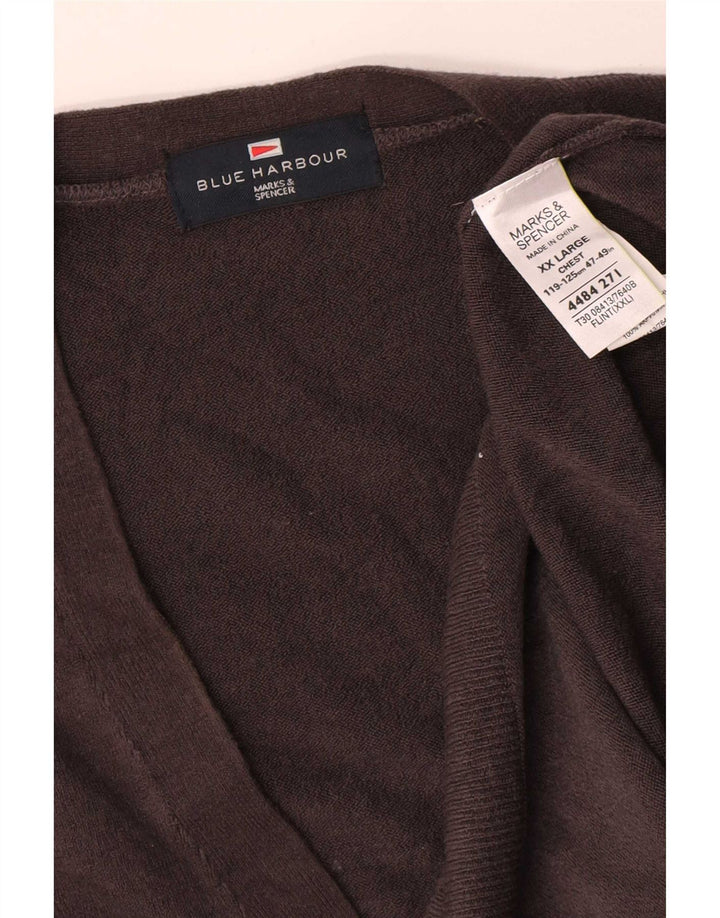 Marks & Spencer Pull Cardigan Blue Harbour pour Homme 2XL Gris Acrylique