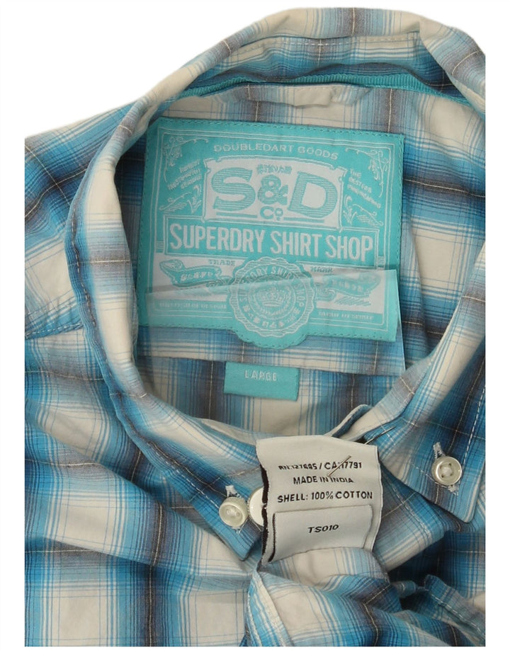 Superdry Chemise Homme Grand Carreau Bleu Coton
