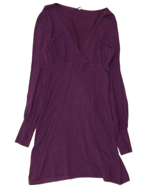 Oasis Robe pull à manches longues pour femme UK 44 en coton violet moyen