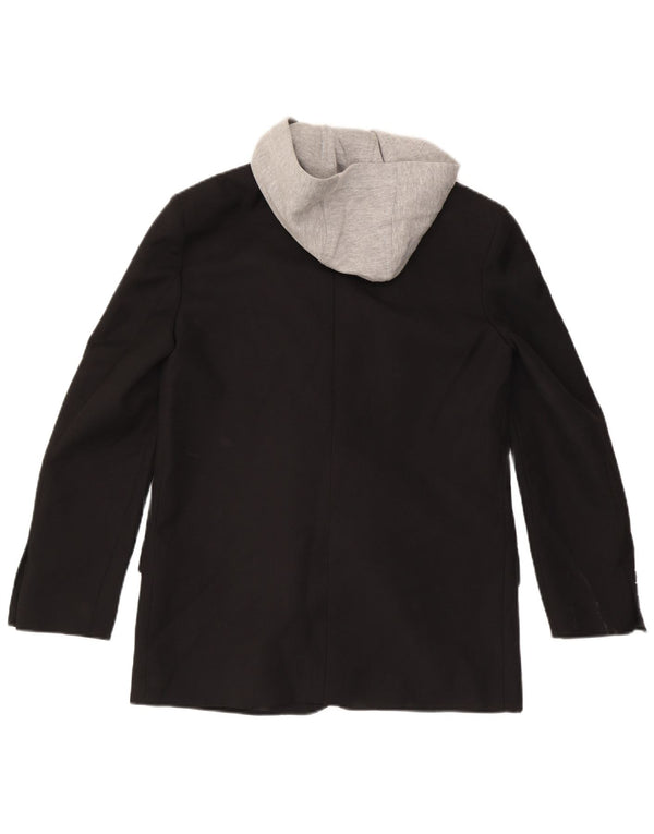 Zara Veste blazer surdimensionnée à capuche pour femme UK 6 XS Noir Colourblock