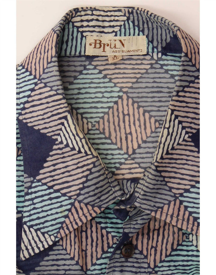 vintage Chemise à manches courtes pour hommes XL Géométrique multicolore