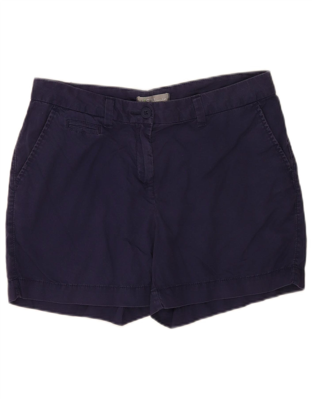 MARKS & SPENCER Short Chino Femme UK 12 Moyen W30 Bleu Marine Coton