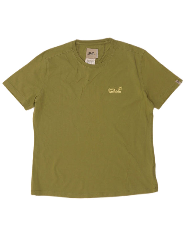 Jack Wolfskin T-Shirt Femme Top UK 18 XL Kaki Coton