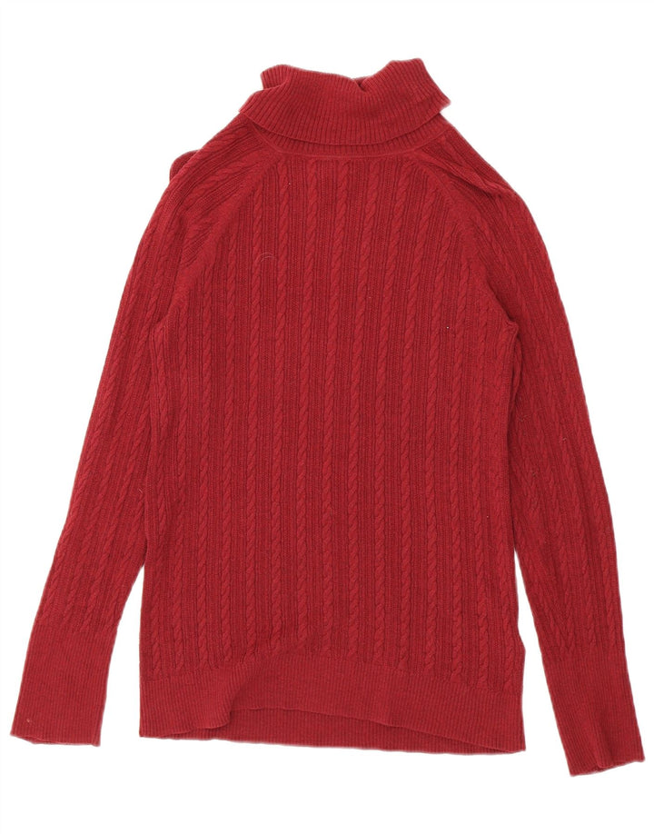 Eddie Bauer Pull col roulé pour femme UK 12 Rouge moyen Coton