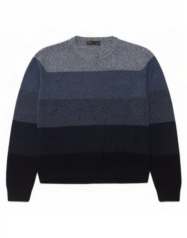 Marks & Spencer Pull col rond pour homme XL Bleu Colorblock Acrylique