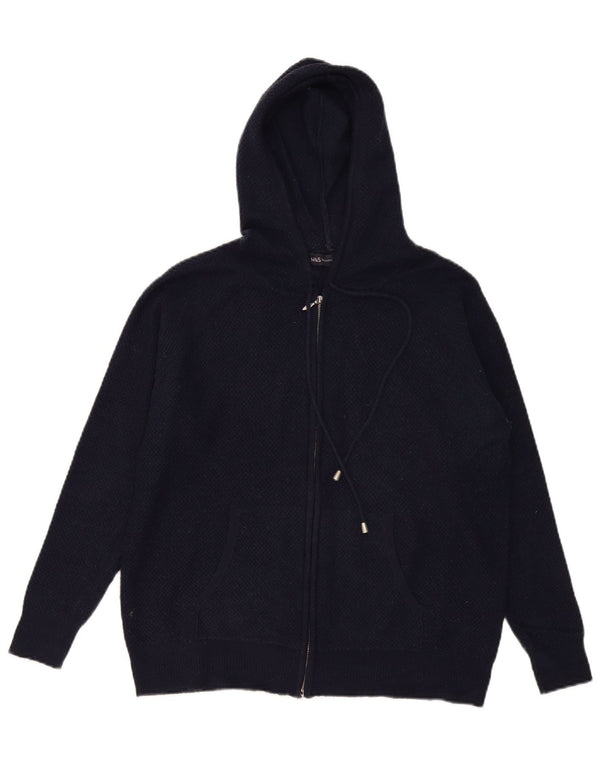 Marks & Spencer Pull à capuche zippé pour femme UK 14 Bleu marine moyen Viscose