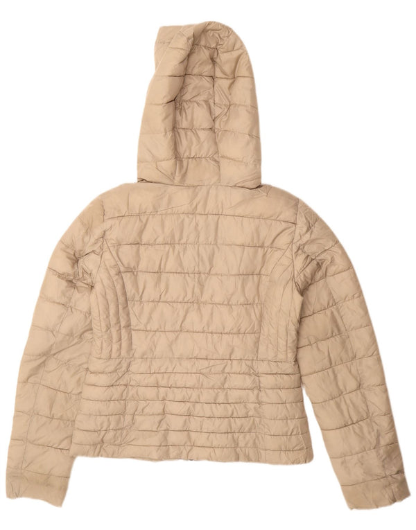 Zara Veste matelassée à capuche pour femme UK 14 Polyester beige moyen