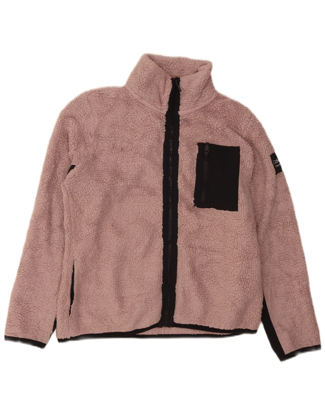 CALVIN KLEIN Veste polaire pour femme UK 16 Large Rose Colourblock Polyester