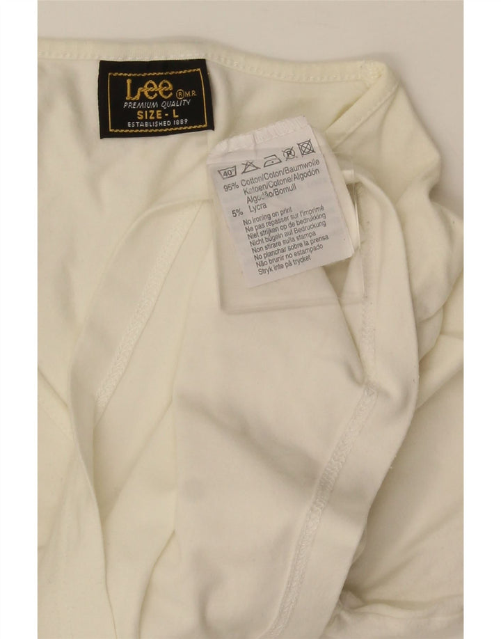 Lee Womens Crop Top Manches Longues UK 14 Grand Coton Blanc