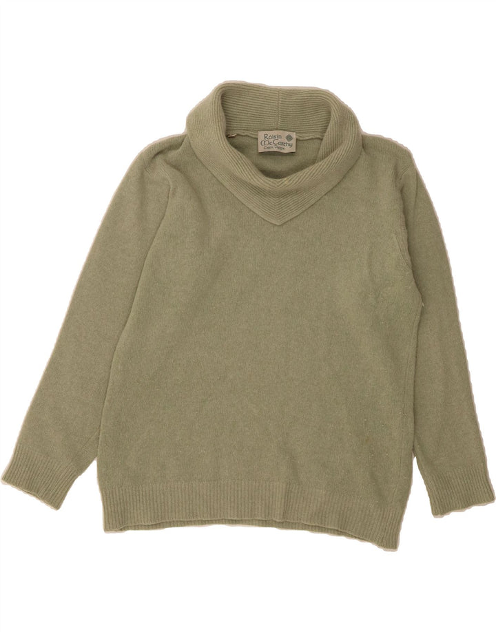 ROISIN MCCARTHY Womens Roll Neck Jumper Sweater UK 14 Large Green Wool Vintage Roisin McCarthy and Second-Hand Roisin McCarthy from Messina Hembry 