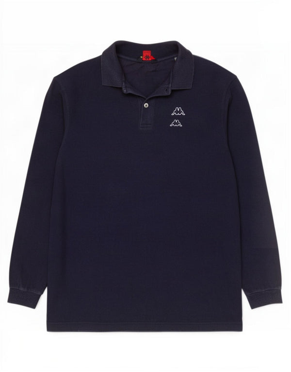 Kappa Polo à manches longues pour homme 2XL en coton bleu marine