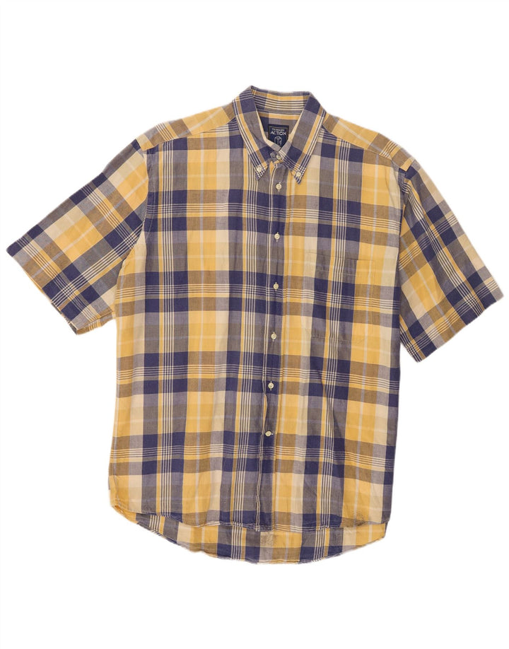 Trussardi Chemise à Manches Courtes Grand Carreau Bleu Homme