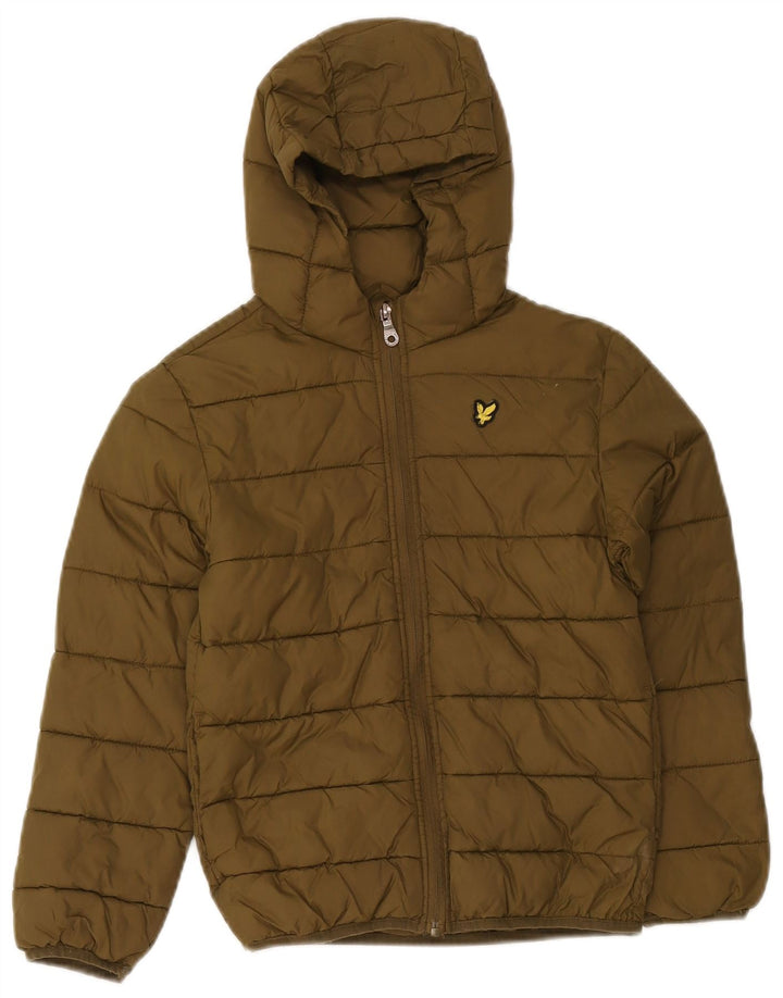 Lyle & Scott Veste matelassée à capuche pour garçon 7-8 ans Kaki Polyamide
