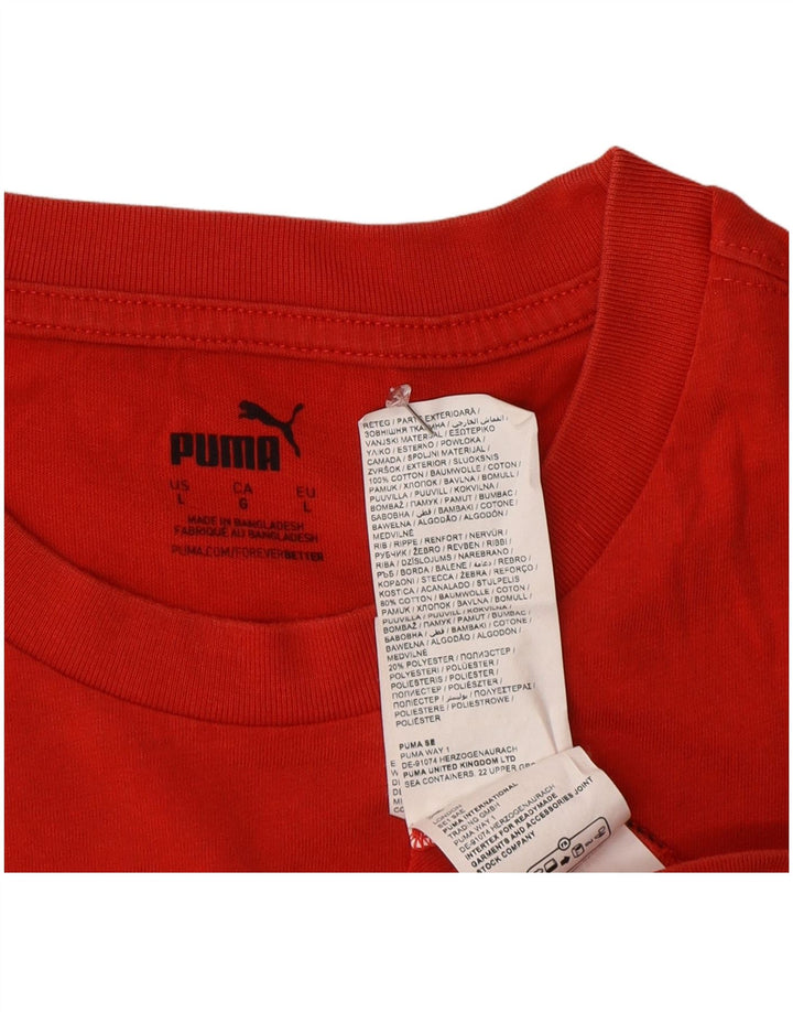 Puma Homme Graphic T-Shirt Top Large Rouge Coton