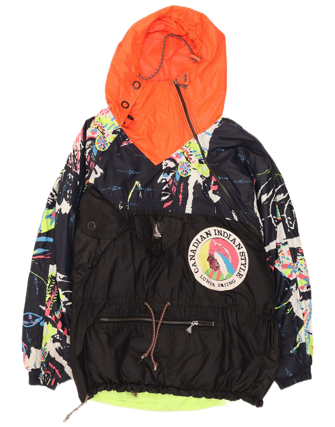 Luhta Veste de pluie surdimensionnée pour femme UK 18 XL Noir Colourblock